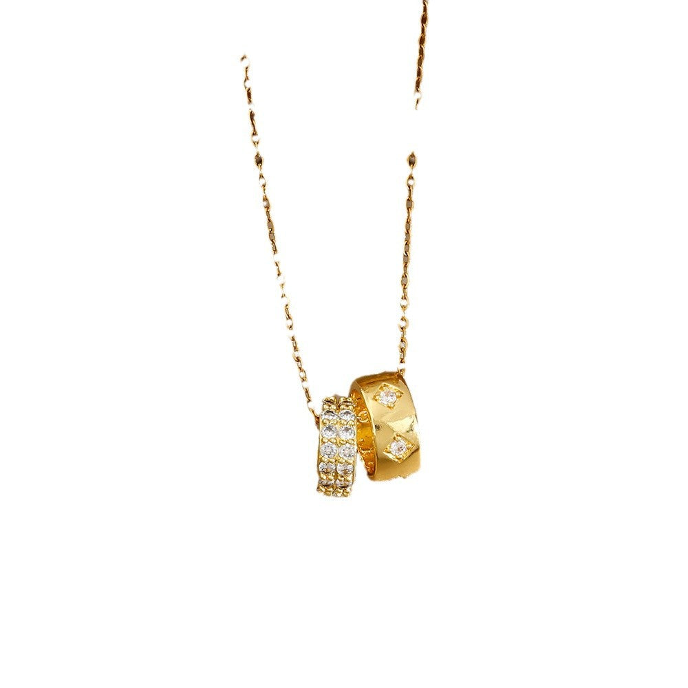 Douyin hot sale sexy double ring full of diamonds, big waist necklace, clavicle chain, small fresh and cute, versatile trend wholesale