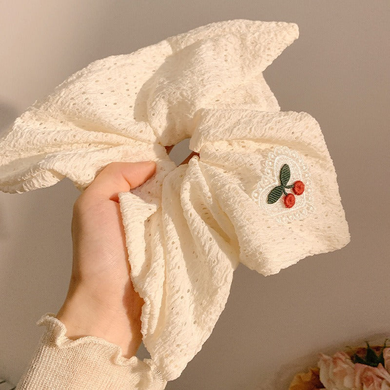 New Chinese blended style square scarf large intestine scrunchie women's large high-end square headband low ponytail hair tie hair accessory