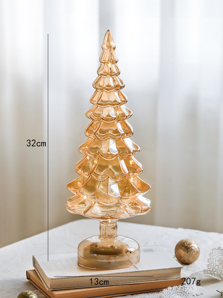 glass christmas tree table top glow ins ornament decorate festive atmosphere party window christmas gifts