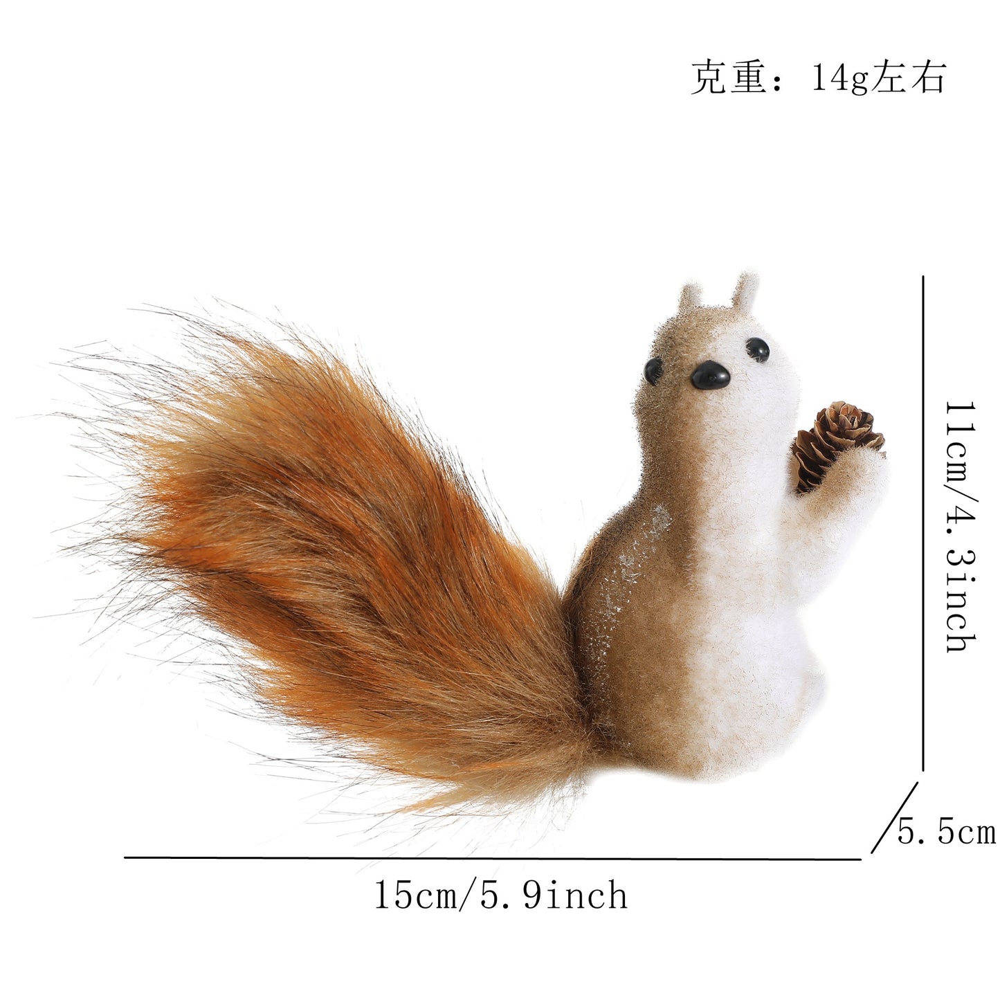Cross-border new squirrel doll decoration Christmas decoration simulation squirrel pendant Christmas tree creative decoration
