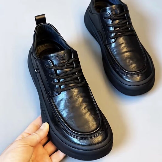 Men's shoes leather spring business casual leather shoes 2024 new trend versatile platform soles anti-slip British style shoes men