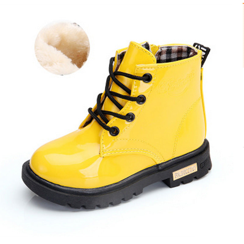 Children's Martin boots 2026 fall/winter Korean version of AliExpress boots warm shoes girls' snow boots boys' leather shoes non-slip