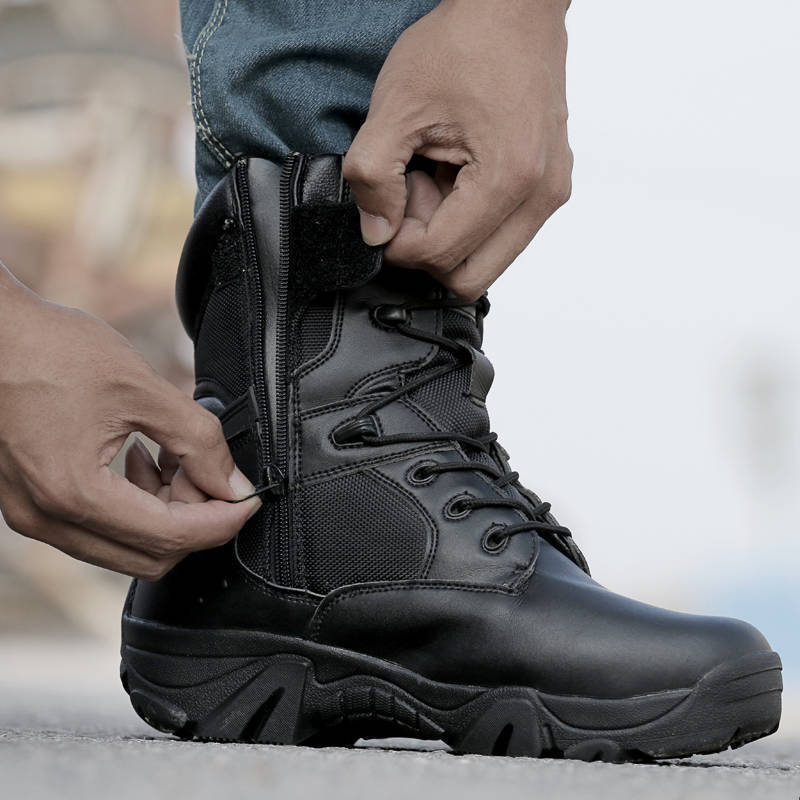 Outdoor high-top men's boots, special forces, hiking shoes, men's shoes, combat boots, security camouflage shoes, wading shoes, training shoes, men and women