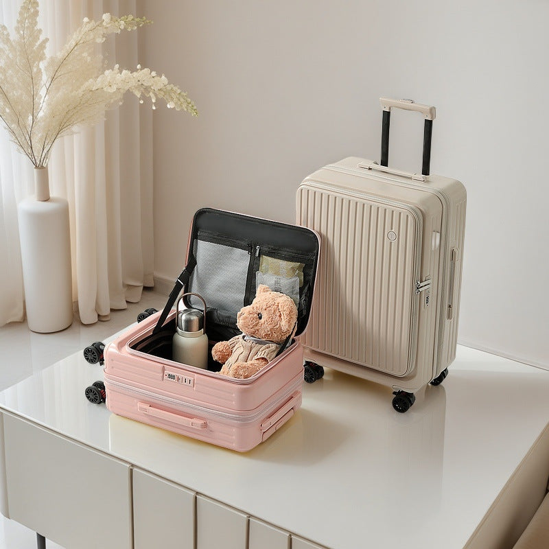 New multi-functional side opening suitcase, 20 inch small cabin suitcase, student trolley suitcase, spinner luggage, luggage