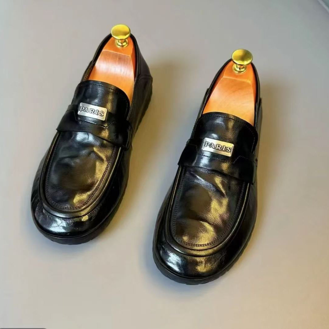 Guangzhou early spring new men's shoes business casual soft bottom mango water scratch cowhide no glue bean beanie shoes leather shoes 71231-21