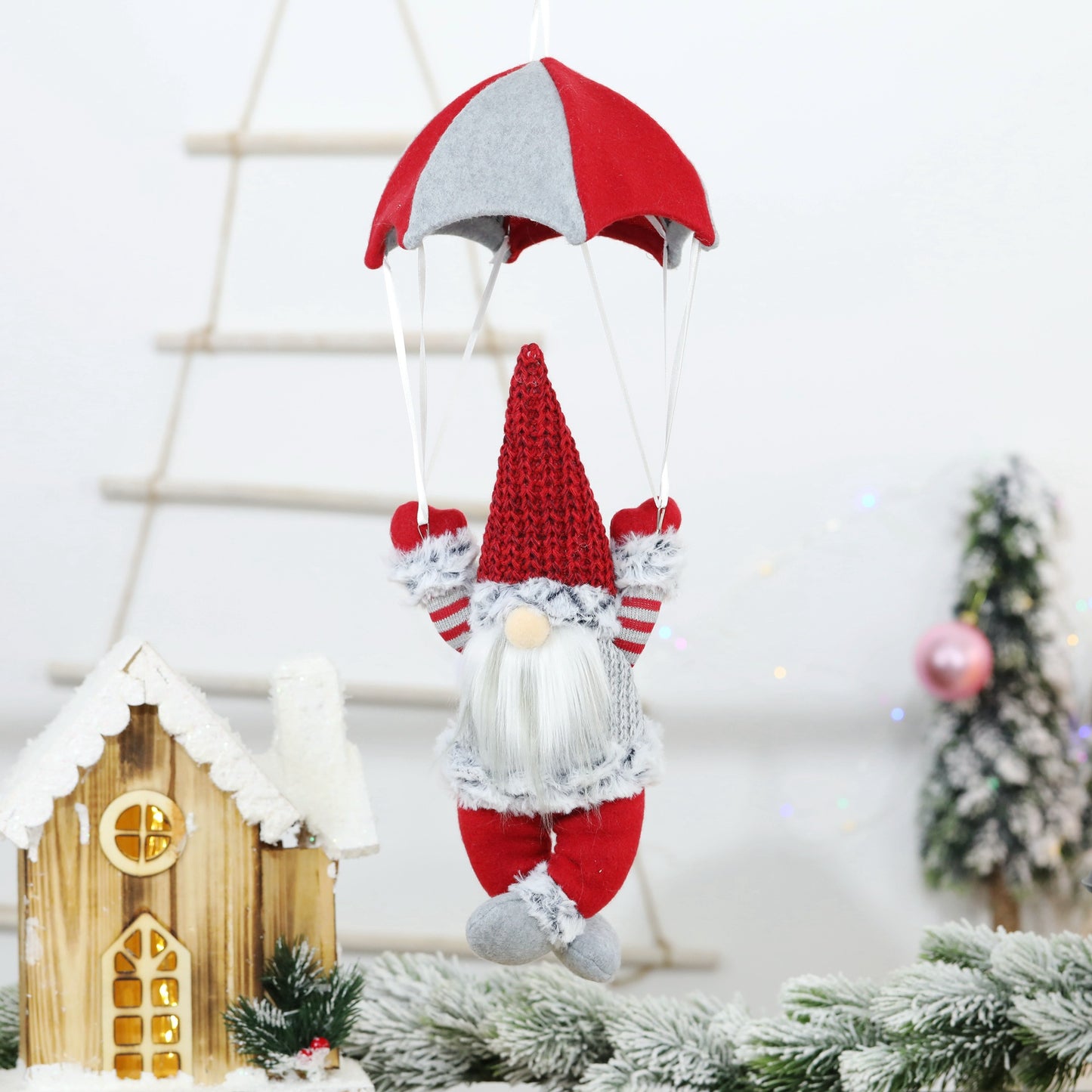 Christmas scene decorations Christmas faceless skydiving old man parachute Christmas window hanging decoration gifts