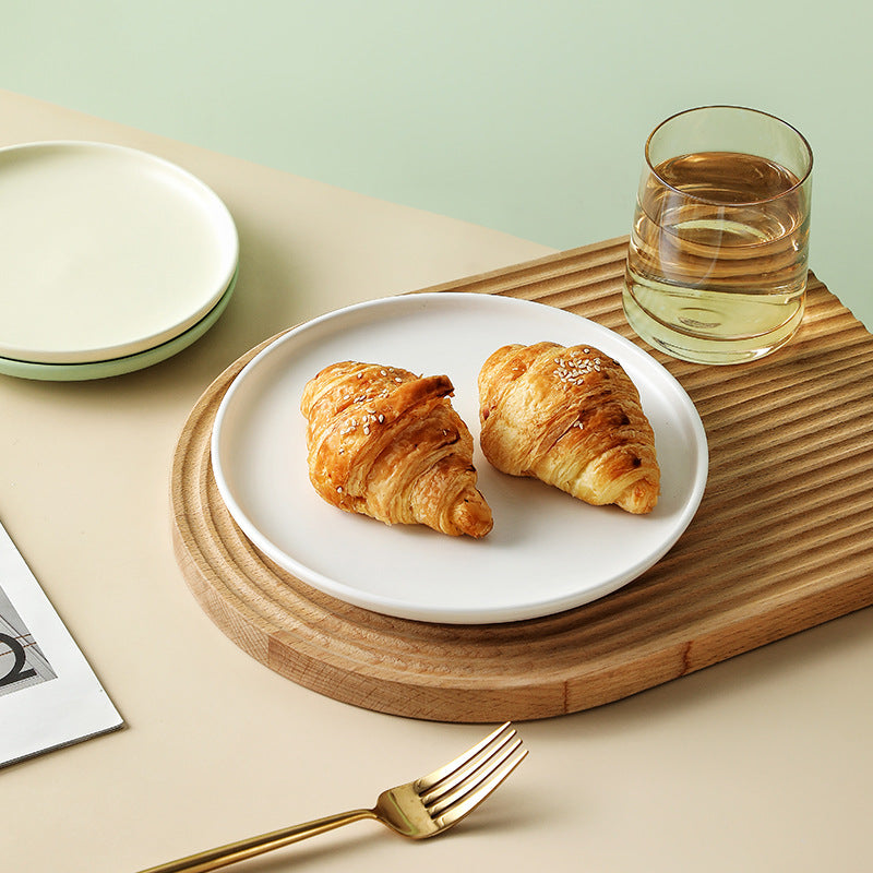 Scandinavian style ceramic flat plate, home shallow plate, western plate, steak plate, pizza plate, pasta pasta plate, bread plate