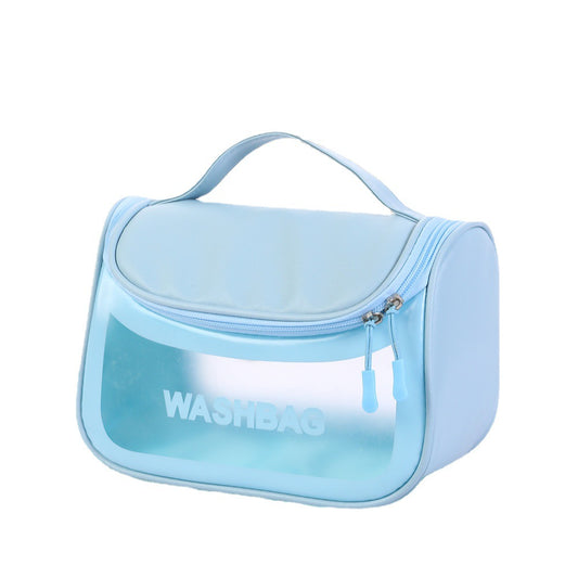 Large Capacity PVC Frosted Bend Bag Travel Portable Toiletry Bag Cosmetic Bag Portable Flap Translucent Storage Bag