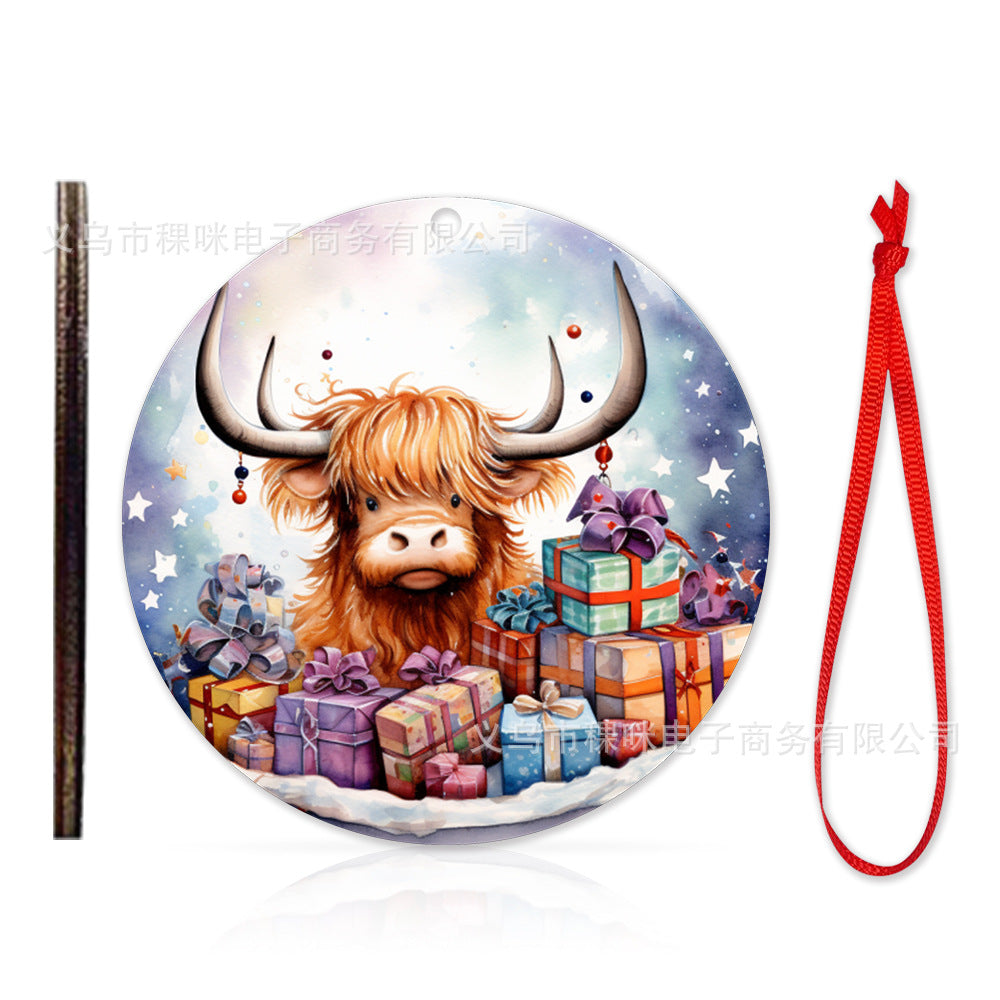 Cross border wooden pendant Christmas decoration Christmas tree hanging holiday craft wooden pendant cartoon gift