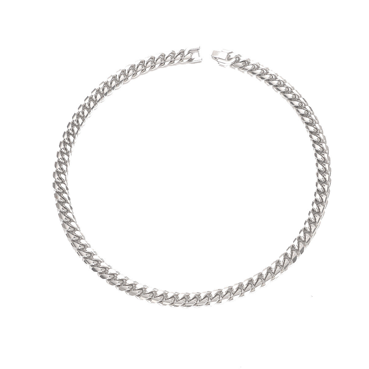 Titanium steel cuba chain hip hop necklace stainless steel round grinding crypto chain fashion men's jewelry buckle titanium steel necklace jewelry