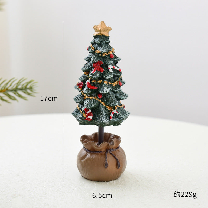 Cross Border Christmas Resin Mini Christmas Tree Ornament Tabletop Small Ornament Christmas Gift Christmas Ornament