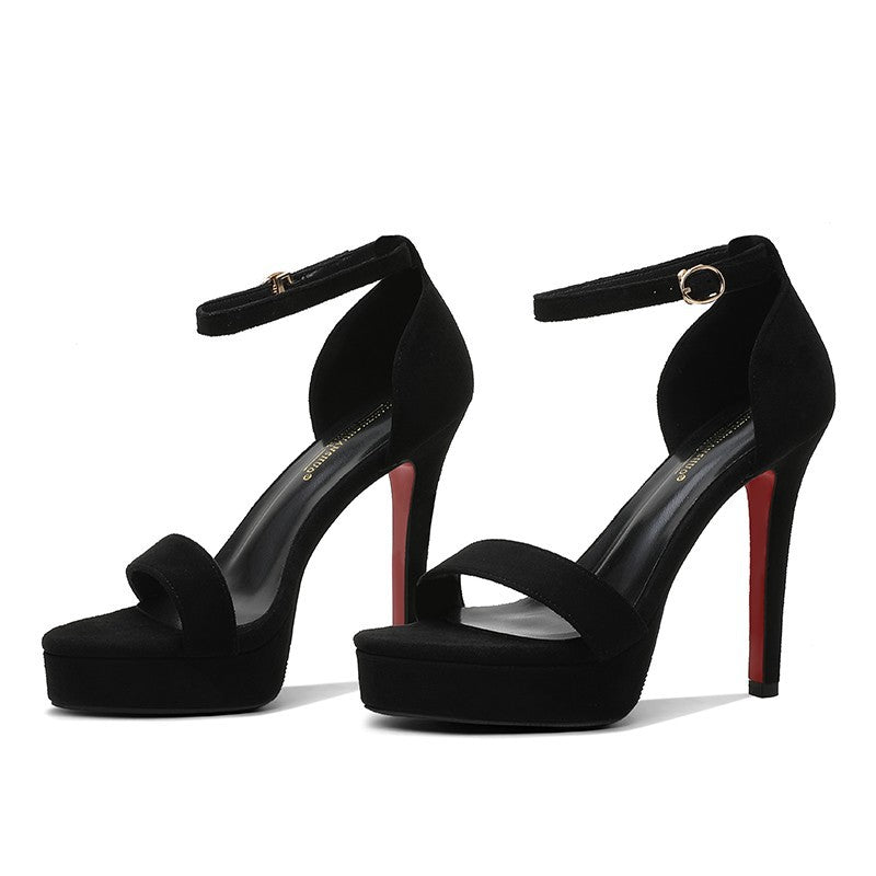 Item No. 518-6 Stiletto 12cm High Heels Platform Fashion Straight Buckle Sandals Women's Size 34-39