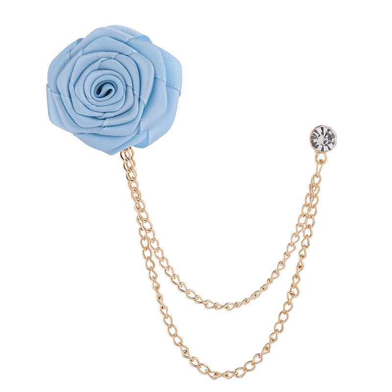 Korean version of men's and women's emcee chest ornament suit accessories encrypted rose brooch tassel chain men's suit accessories