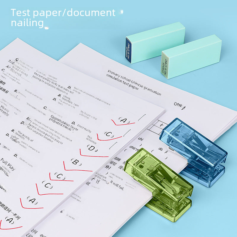 Huajie manufacturers wholesale transparent mini stapler student stapler No. 12 small household multi-function book machine