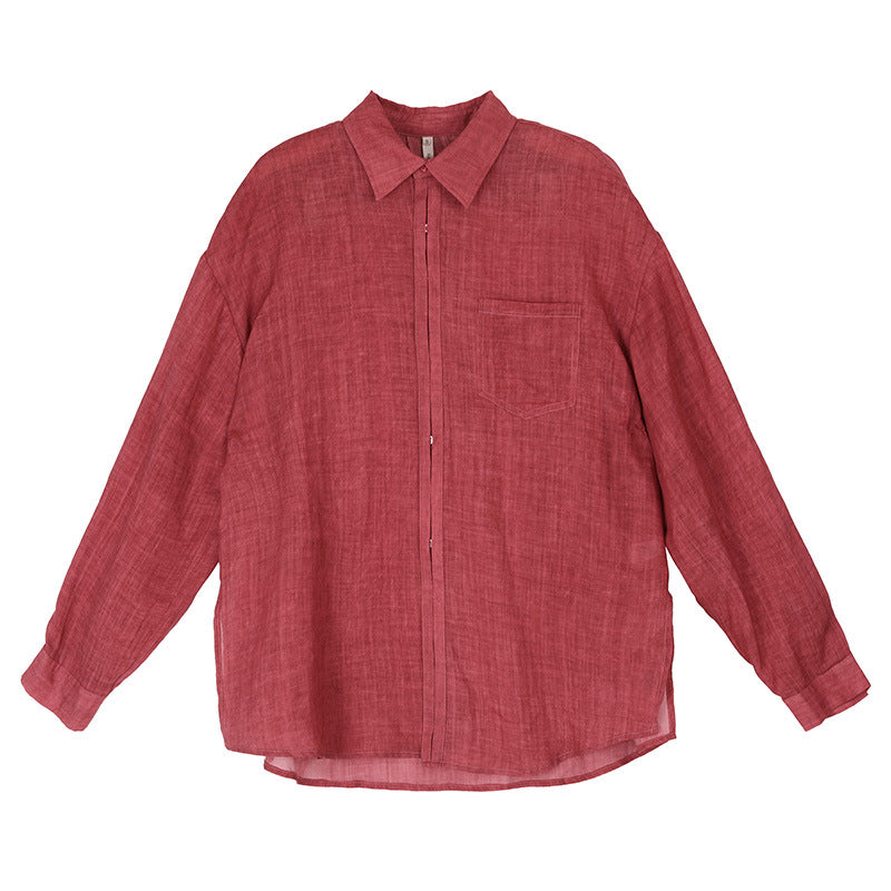 NEIHE Nehe 2025 Casual Ramie Light and Breathable Long Sleeve Sunscreen Women's Shirt Women's Summer 250592