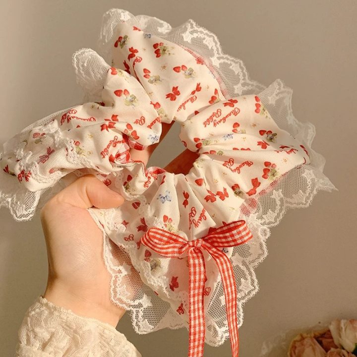 New Chinese blended style square scarf large intestine scrunchie women's large high-end square headband low ponytail hair tie hair accessory