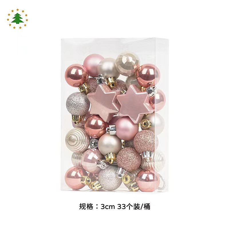 Christmas tree ornaments 3cm light gold Christmas balls 33 pcs Internet celebrity color matching pendant Christmas combination ball