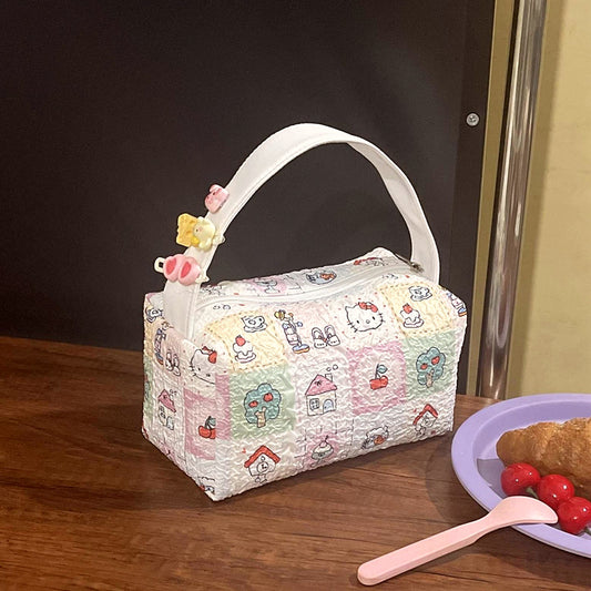 2025 New Cartoon Cat Convenient Makeup Toiletry Bag Travel Storage Bag Large Capacity Three-dimensional Handbag