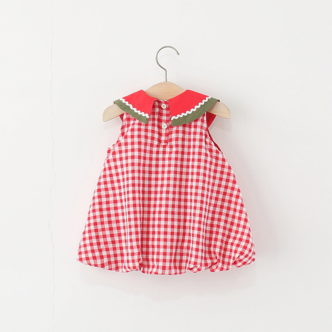 Children's Clothing 2025 New Styles Sleeveless Dress for Girls Summer Kids Baby Watermelon Collar Plaid Cotton Princess Skirt