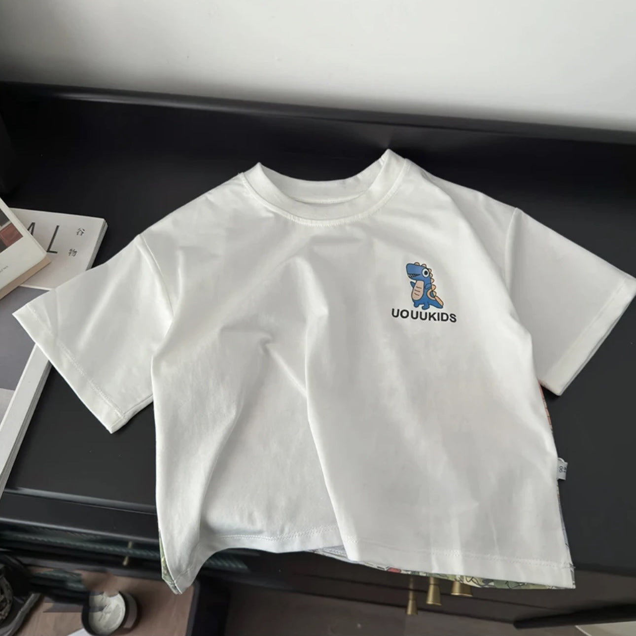 New kids summer casual round neck digital print dinosaur short sleeve t-shirt boys fashion wear cotton top