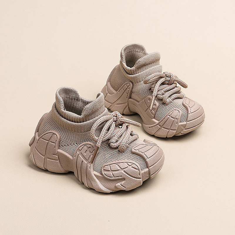 Children's sports shoes, spring and autumn boys' casual shoes, net shoes, fly knitted girls' socks, baby white shoes, 1-7 years old
