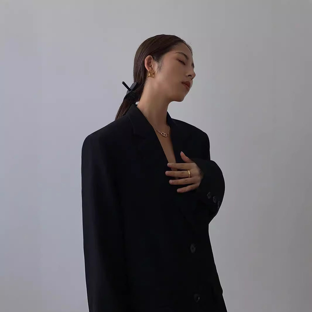 oversize gray blazer women's spring and autumn 2024 new korean version casual small man loose suit