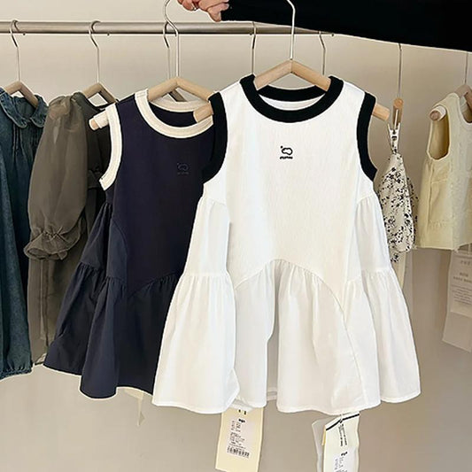 Girls' vest skirt summer new children's baby fashionable foreign princess dress little girl spliced sleeveless dress