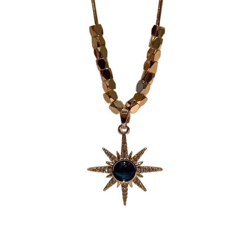 Dream Blue Face ~ Blue Zircon Sunflower Pendant Necklace Women's 2025 New High Fashion Versatile Clavicle Chain
