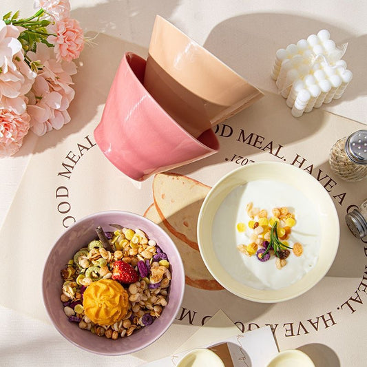 Milk fufu hat ceramic bowl household underglaze color yogurt bowl dessert bowl high value meal bowl breakfast oatmeal bowl
