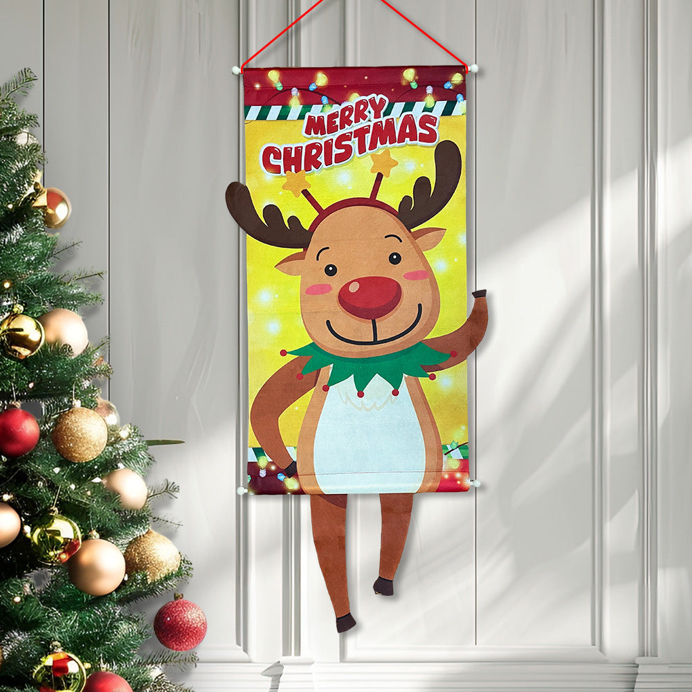 Cross-border classic plaid Christmas flag decoration couplet lantern elf family restaurant KTV shopping mall holiday decoration