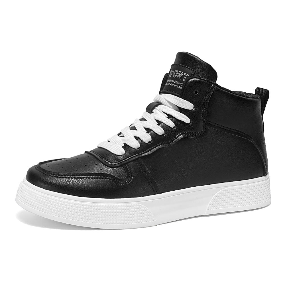 Men's shoes cross-border high-top sneakers trend versatile small white shoes men's platform soled athleisure shoes 2025 new style