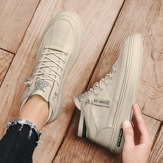 2024 New Men's Shoes Winter Versatile Youth Casual Flat Shoes Men's Leather Shoes Waterproof Work Sports Trendy Shoes