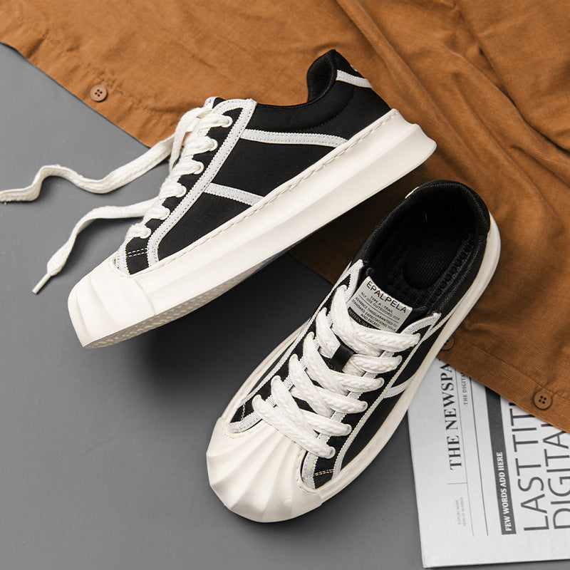 Canvas shoes, summer breathable sports flat shoes, Korean shell toe, thick soles, cold sticky casual and versatile trendy shoes, men's shoes