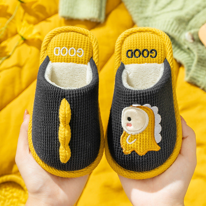 Children's linen slippers home parent-child slippers cute cotton and linen household floor slippers anti-slip sweat resistant cotton slippers