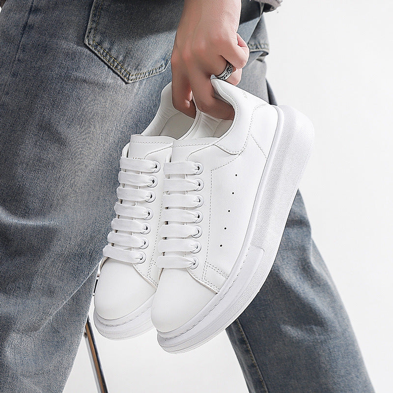 2025 New Style Right McQueen Small White Shoes Men's and Women's Shoes Couple Student Sports Casual Board Shoes Trend Platform Sole Heightened Shoes