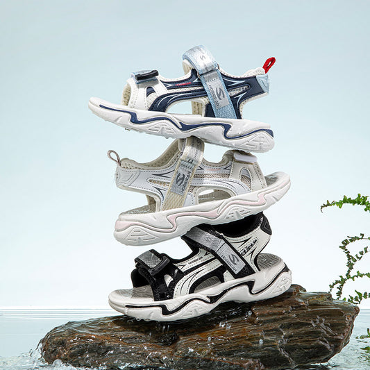 HOBIBEAR boys' sandals, summer model velcro, children's open-toe soft-soled beach shoes, casual shoes, one piece delivery