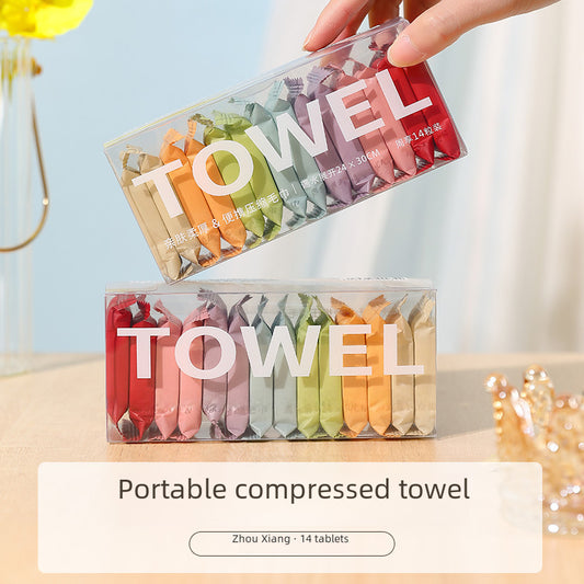 New Compressed Towel Portable Cotton Disposable Face Towel Thickened Travel Independent Box Cleansing Towel Manufacturers