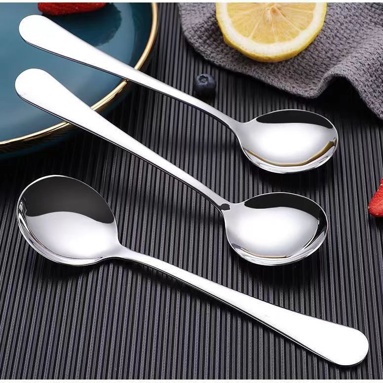 Western Spoon Large Thickened Long Handle Stainless Steel Spoon Thickened Food Grade Dinner Spoon Household Stainless Steel Spoon Wholesale