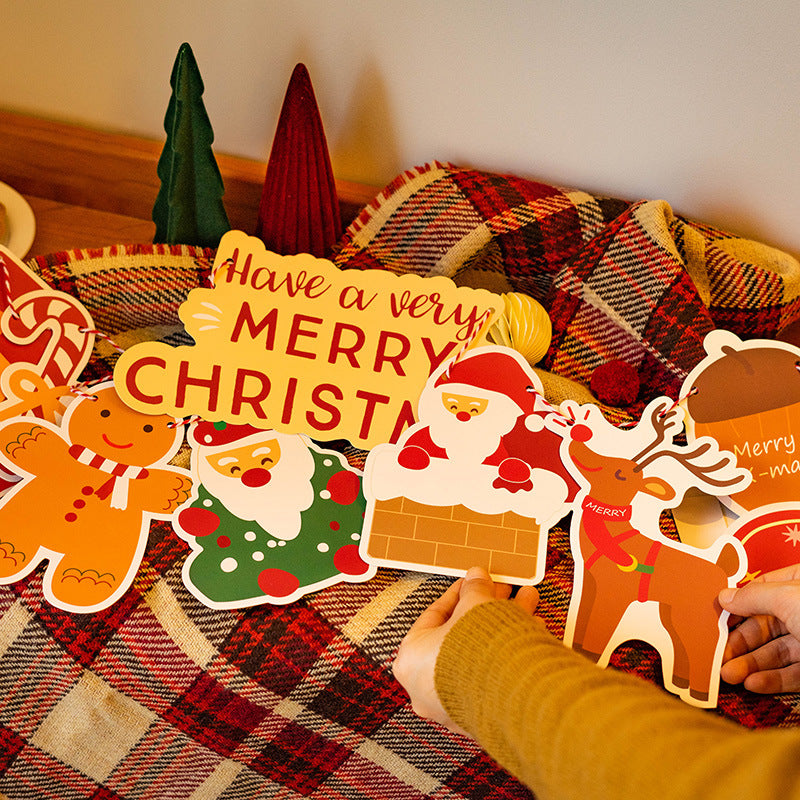 Senyu Leaf Christmas Atmosphere Decoration Hanging Card Student Party with Rope Cartoon Pendant Window Background Wall Hanging Decoration