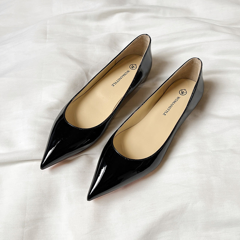 New spring 2024 French nude inner heightened pointed toe flatsWomen's pumpsVersatile commuter single shoes
