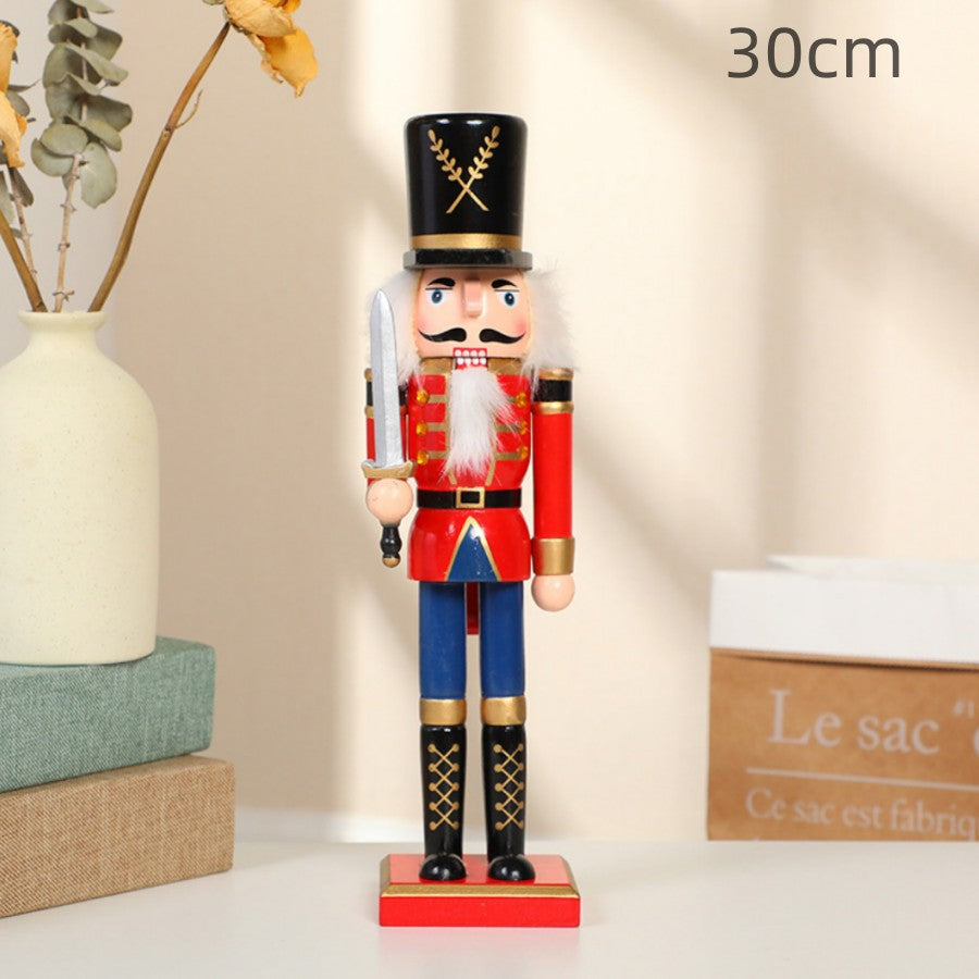 Cross-border spot new nutcracker wooden handicraft ornaments in different sizes Creative home Christmas ornaments