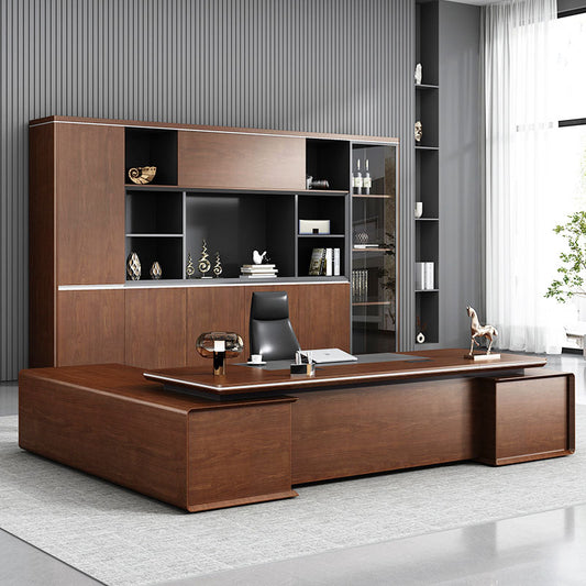 High-end boss desk, president table, solid wood lacquered atmosphere, chairman's general manager's office, table and chair combination, executive desk