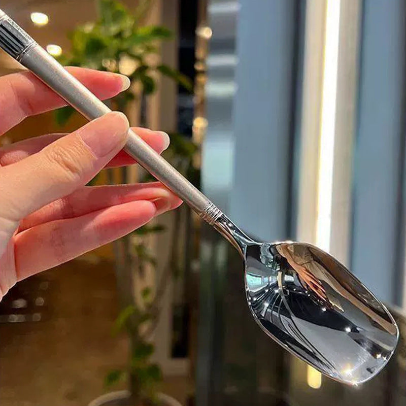 High-value stainless steel spoon household student children's eating spoon thickened long handle adult soup spoon coffee spoon