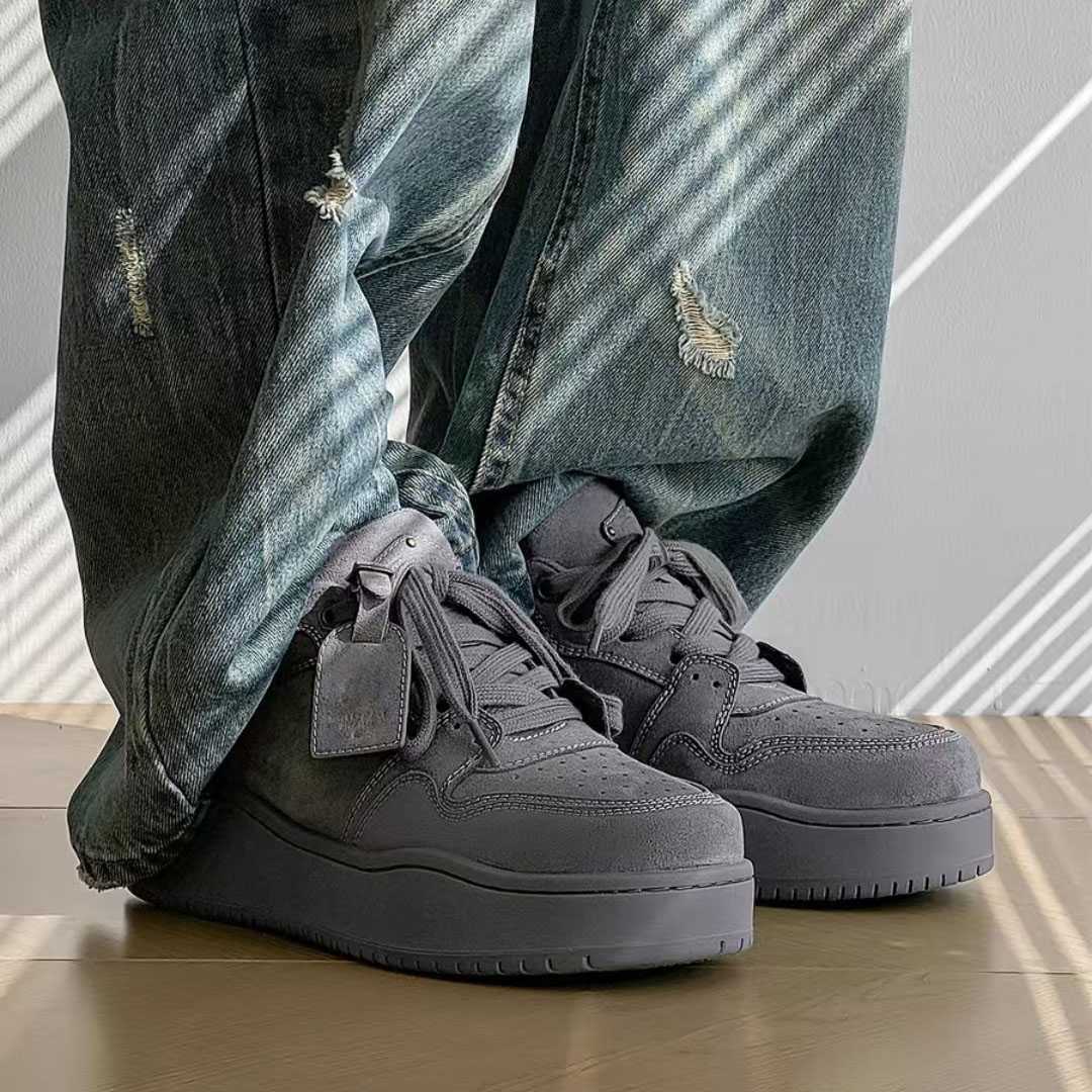 Original retro casual board shoes women's spring new gray bread shoes women's niche design heightened couple shoes