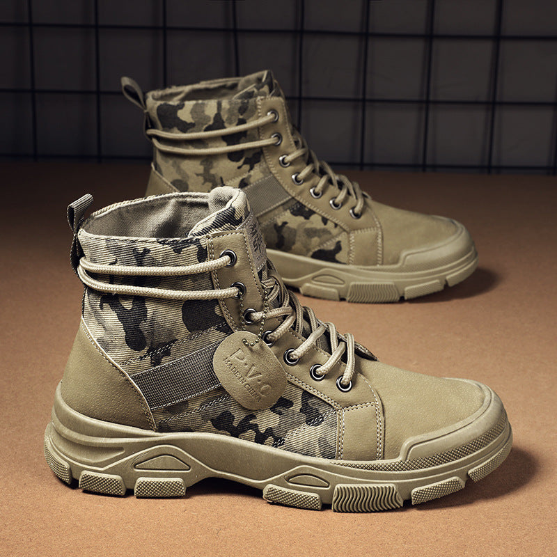 Popular outdoor trend martin boots plus size four seasons cloth men's boots camouflage pattern velvet thickened boots wholesale
