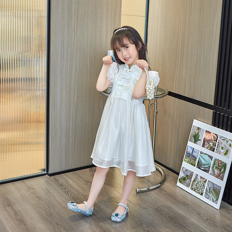 Girls' Elsa Princess Shoes Spring 2026 New Children's Soft Sole Shoes Little Girl Performance Sequin Crystal Shoes