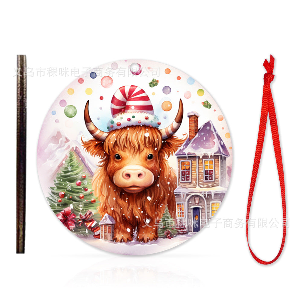 Cross border wooden pendant Christmas decoration Christmas tree hanging holiday craft wooden pendant cartoon gift