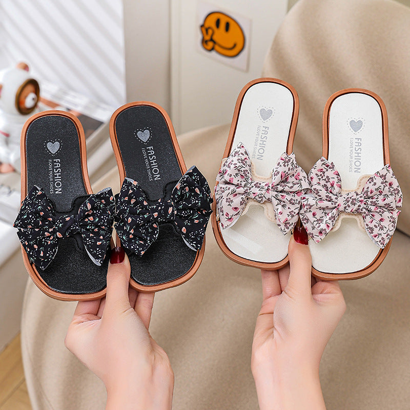 Girls wear non-slip soft-soled bow princess sandals outside, indoor large, medium and small children's baby kindergarten beach shoes