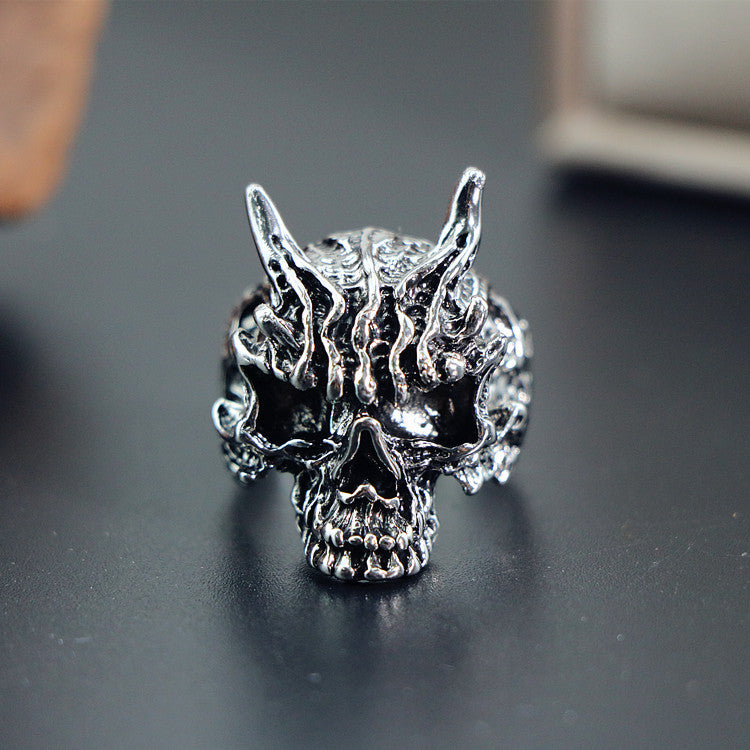 European and American cross-border men's trend metal rings Retro cool and handsome design sense totem geometric men's ring collection