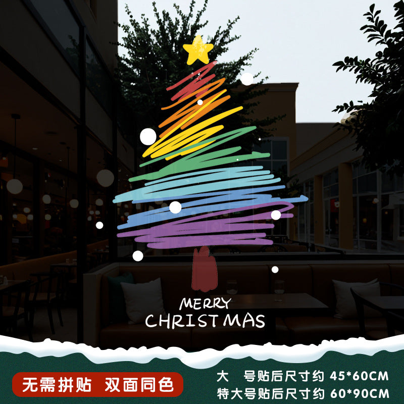 Christmas Santa Claus push door glass sticker electrostatic sticker shopping mall window scene layout decoration the whole window grille